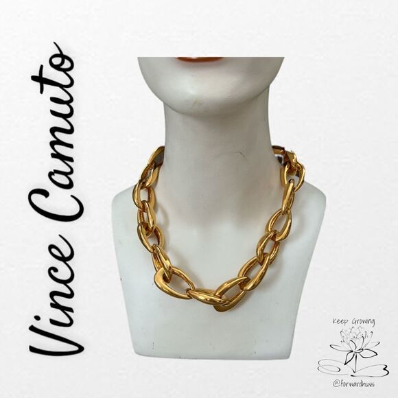 Vince Camuto Large Gold Tone Chain Necklace - Picture 3 of 8